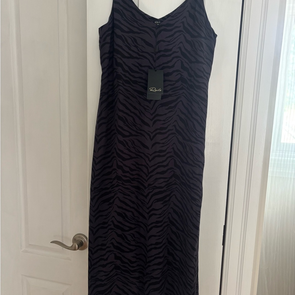 Rails Black and Purple/grey Zebra Slip Dress